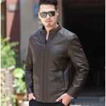 Men's Leather Jackets For Winter Jacket Men And Coats Leather Male Coat For Brand Men's Oblique Zipper Winter Down Biker Jacket - Image 4