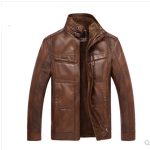 Men's Leather Jackets For Winter Jacket Men And Coats Leather Male Coat For Brand Men's Oblique Zipper Winter Down Biker Jacket - Image 3