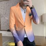 Blazer Men New Male Gradient Suit Jacket Masculino Korean Style Slim Fit Casual Men Fashion Trend Dress Jacket - Image 4