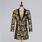 Long Black Gold Sequined Blazer - Image 3