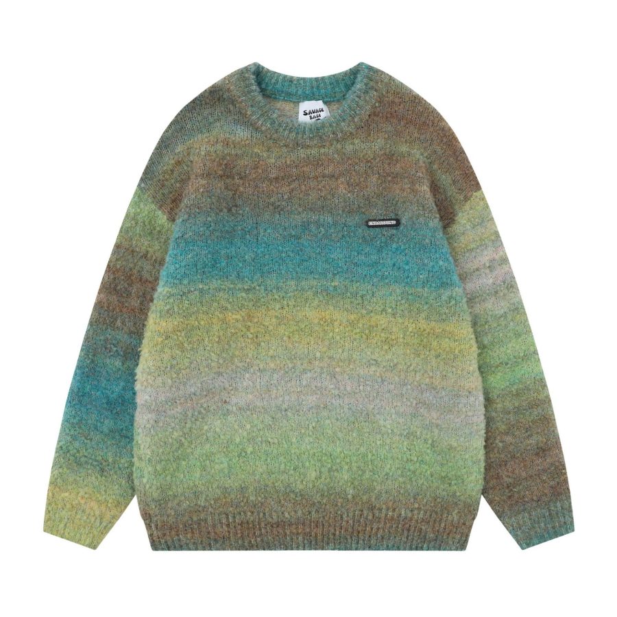 Gradient Contrast Striped Sweater - Image 2