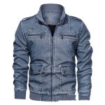 Men's Lapel Solid Color 3D Pu Leather Jacket - Image 4