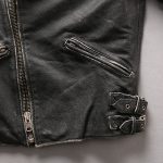 Men's Distressed Stand Collar Cropped Slim Leather Jacket - Image 7