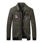 Men's Lapel Embroidery Craft Casual Leather Jacket - Image 2