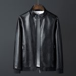 Stand Up Collar Casual Spring And Autumn Leather Jacket - Image 3