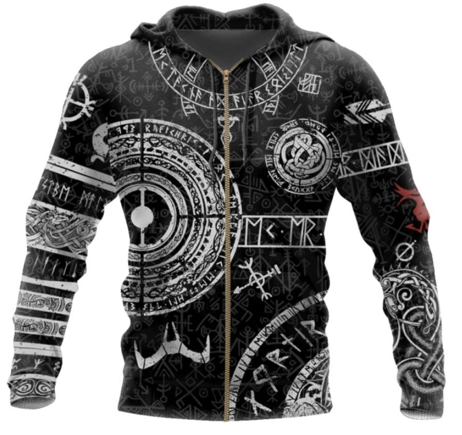 Viking Odin Tattoo D Printed Men hoodies - Image 2