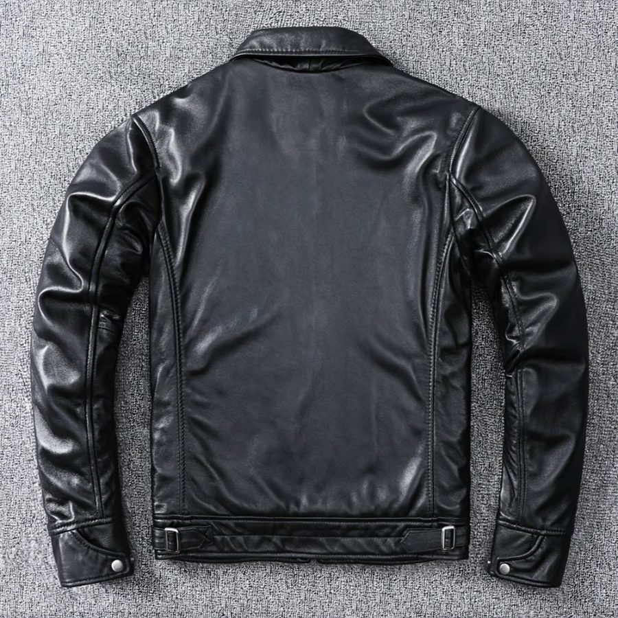 Top Layer Fine Sheepskin Genuine Leather Men's Casual Jacket - Image 4