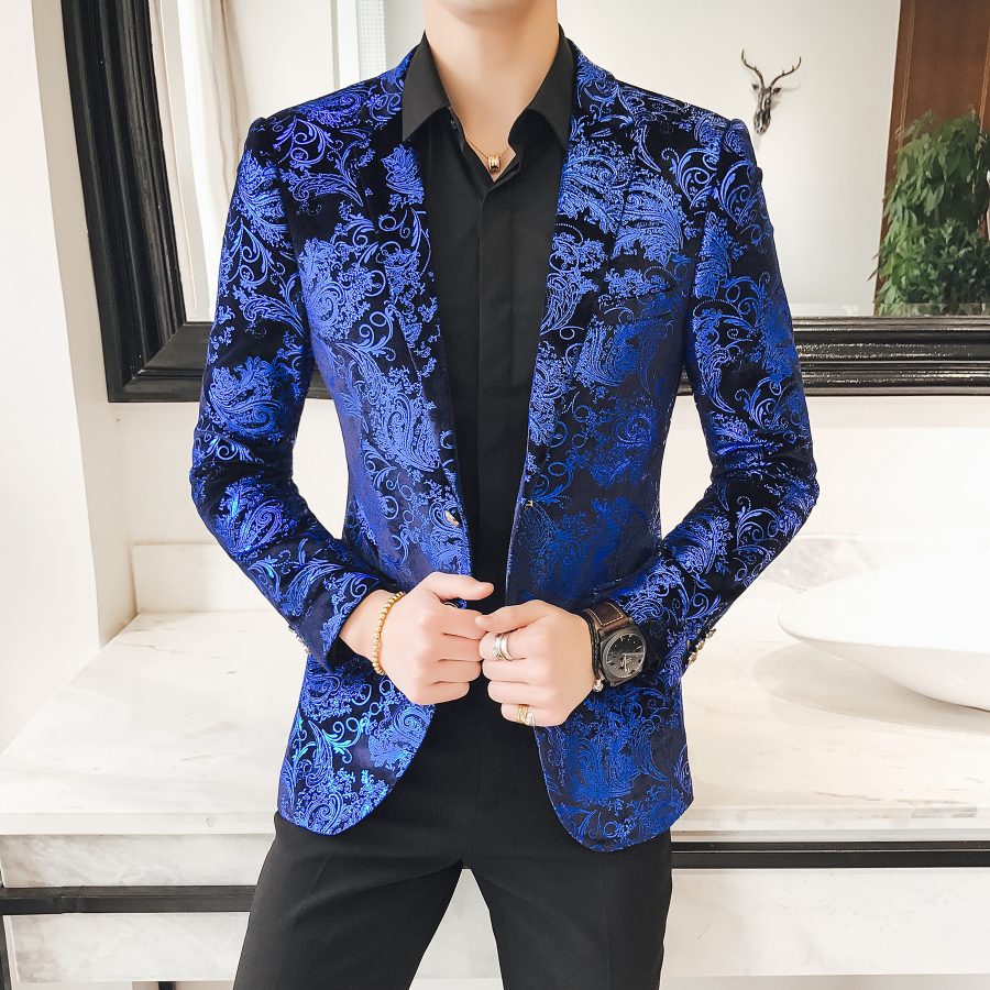 Colorblock Plus Size Suit Men's Silky Blazer Youth Jacket - Image 6