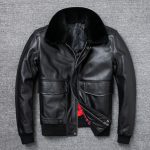 Pure First Layer Cowhide Leather Plus Cotton Flight Suit - Image 2
