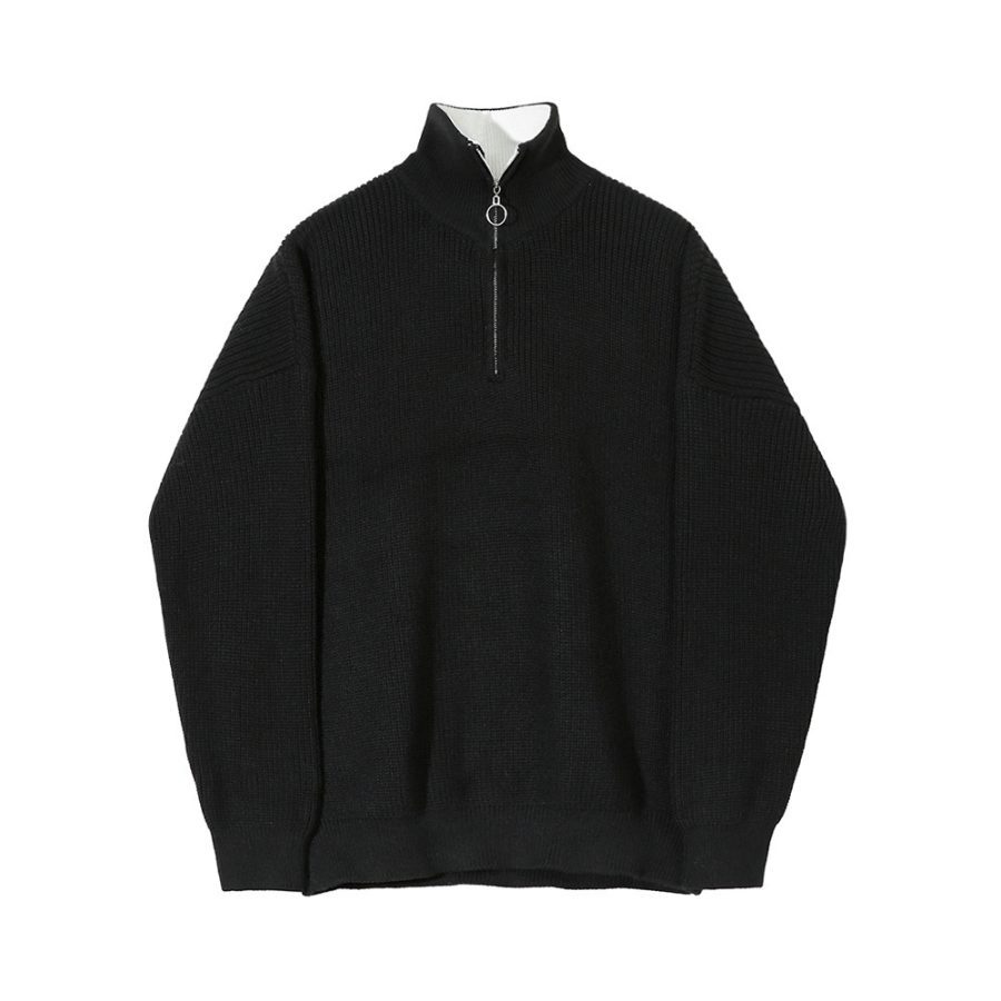 Men's Loose Half Zipper Casual Sweater Coat - Image 3
