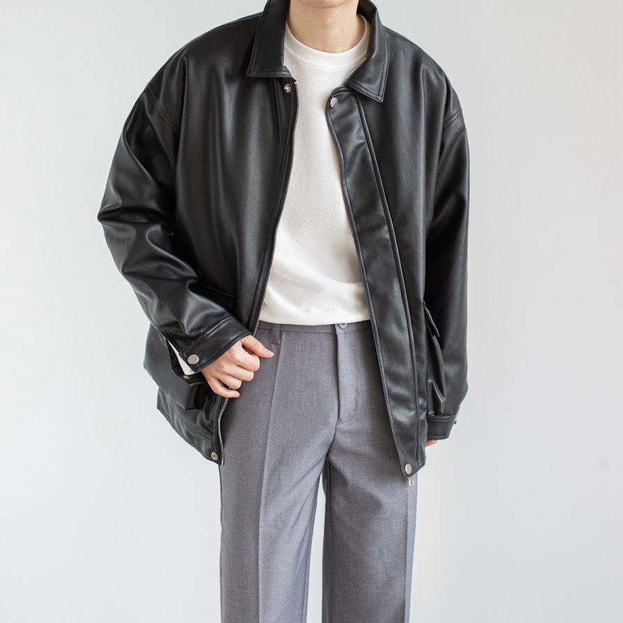 Black Chic Leather Men's Trendy Jacket Jacket - Image 6