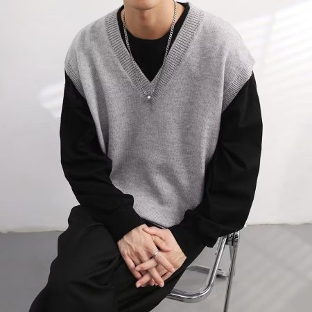 Men's V-neck Fashionable Jacket Sweater Vest Wool
