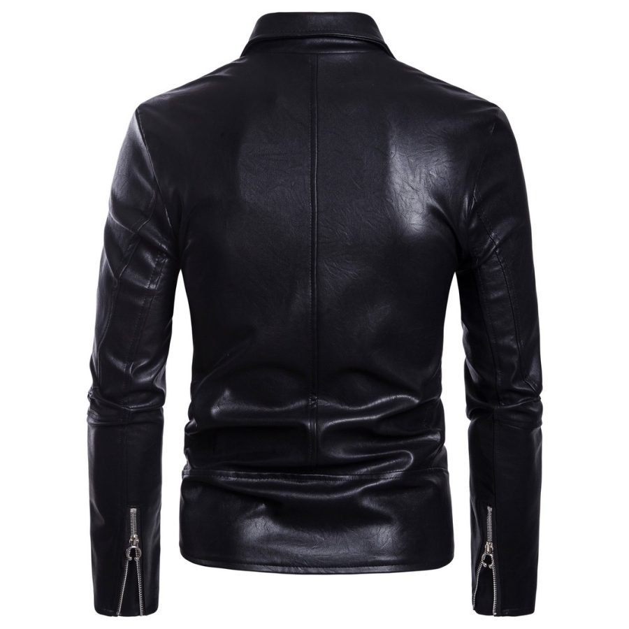 Men's Motorcycle Multi Zip Leather Coat - Image 3