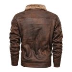 Winter Men Turn-down Collar Leather Jacket Outwear Warm Pilot Coats Windbreak - Image 5