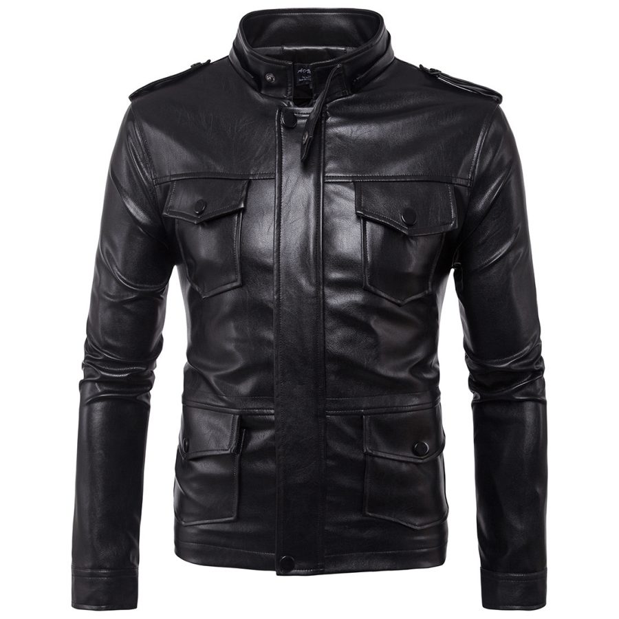 New European And American Men's Motorcycle Hooded Leather Jacket - Image 2