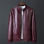 Stand Up Collar Casual Spring And Autumn Leather Jacket - Image 2