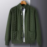 Young And Middle-aged Thick Knit Cardigan Retro Jacquard Loose-fitting Sweater Jacket - Image 2