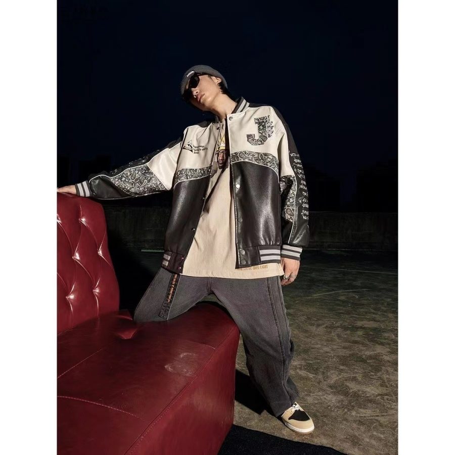 PU Leather Baseball Uniform Men's Top - Image 2