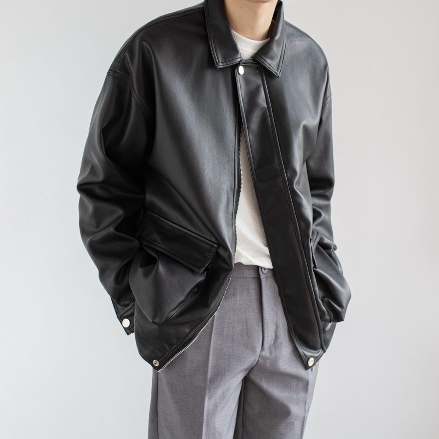 Black Chic Leather Men's Trendy Jacket Jacket - Image 4
