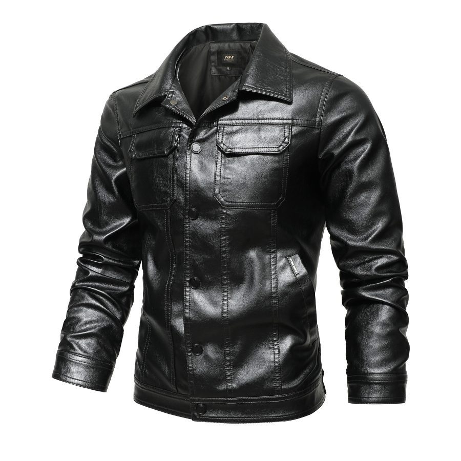 Men's Spring And Autumn Workwear Leather Jacket - Image 2