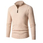Men's Long-sleeved Half-turtleneck Zip-up Sweater - Image 8