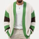 Loose Contrast Color Woolen Cardigan Jacket - Image 5
