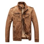 Leather Jacket Plus Velvet Washed Retro Leather Jacket - Image 3