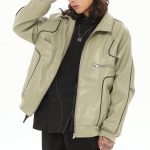 Men's Temperament Zipper Fashion Lapel Leather Coat - Image 3