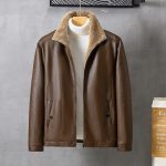 Men's Leather Lapel Fleece Padded Coat - Image 2