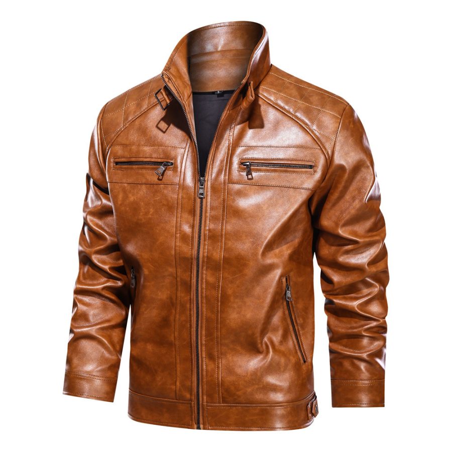 Simple Fashion European Size Autumn Leather Jacket - Image 2