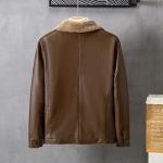 Men's Leather Lapel Fleece Padded Coat - Image 4