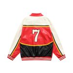 Men's Colorblock Stitching Zipper Stand Collar Leather Jacket - Image 3