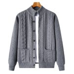 Young And Middle-aged Thick Knit Cardigan Retro Jacquard Loose-fitting Sweater Jacket - Image 3