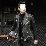 Men's Sheepskin Leather Jacket Lapel - Image 5