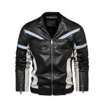 Reflective Strips Fashion Plus Velvet Youth Leather Jacket For Motorcycles - Image 3