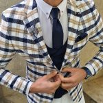 Men's Single-row Two-button Plaid Blazer - Image 10