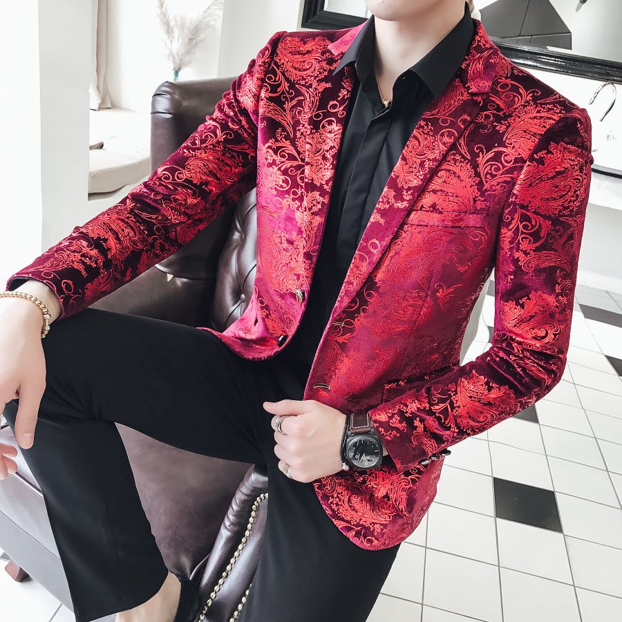 Colorblock Plus Size Suit Men's Silky Blazer Youth Jacket - Image 4