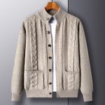 Young And Middle-aged Thick Knit Cardigan Retro Jacquard Loose-fitting Sweater Jacket - Image 8