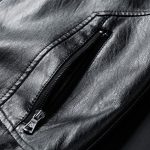 Stand Up Collar Casual Spring And Autumn Leather Jacket - Image 5