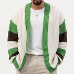 Loose Contrast Color Woolen Cardigan Jacket - Image 9