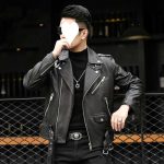 Men's Sheepskin Leather Jacket Lapel - Image 3