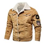 Winter Men Turn-down Collar Leather Jacket Outwear Warm Pilot Coats Windbreak - Image 2