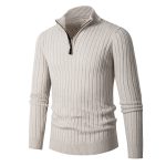 Men's Long-sleeved Half-turtleneck Zip-up Sweater - Image 2