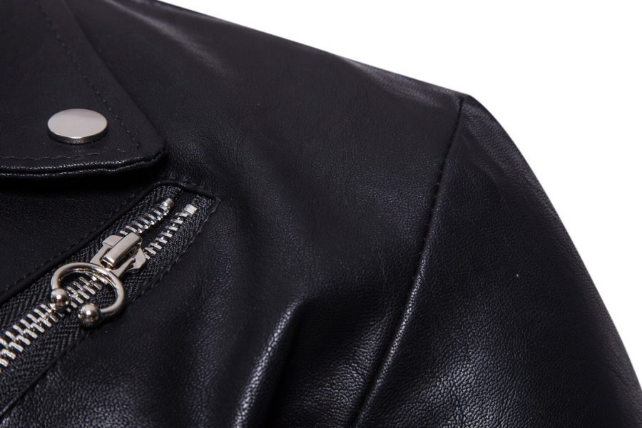 Men's Motorcycle Multi Zip Leather Coat - Image 4