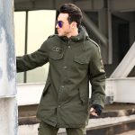 Men's Military Fan Trench Hooded Stand Collar Cotton Coat - Image 5