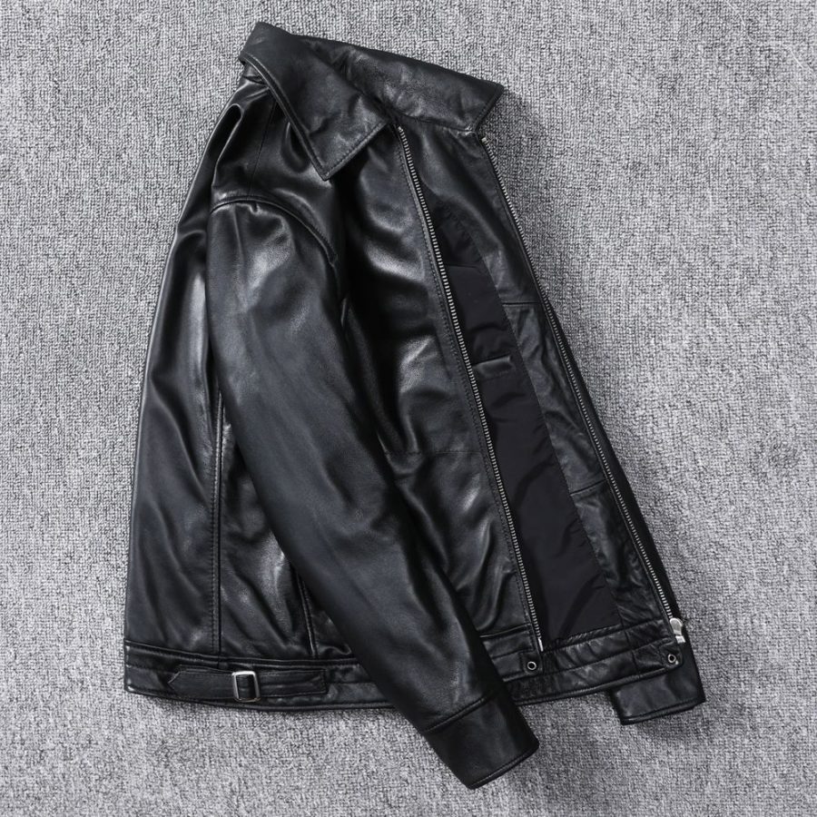 Top Layer Fine Sheepskin Genuine Leather Men's Casual Jacket - Image 2