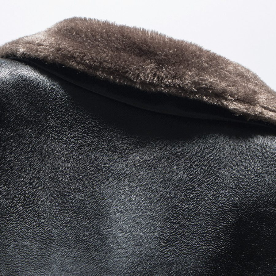 Men's Stand Collar Leather Jacket Plush Leisure - Image 5