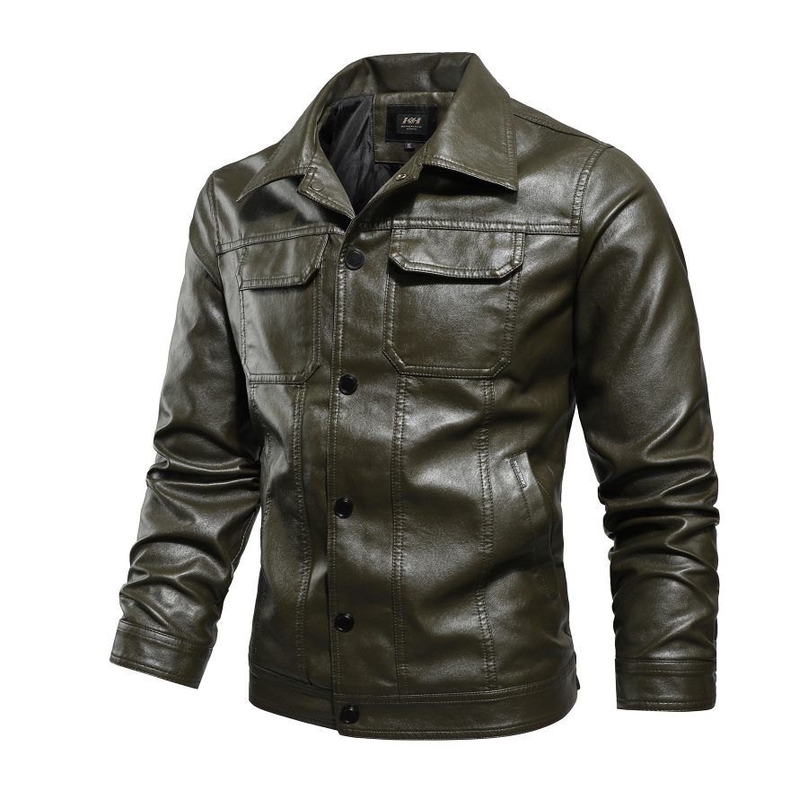 Men's Spring And Autumn Workwear Leather Jacket - Image 4