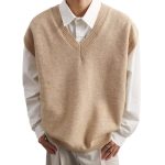 Men's V-neck Fashionable Jacket Sweater Vest Wool - Image 2