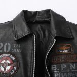Men's Lapel Embroidery Craft Casual Leather Jacket - Image 5